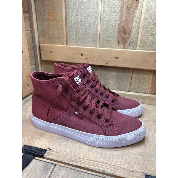 US12 DC Manual HI TX SE ADYS300644-BKW Mens Dark Red Skate Inspired Sneakers - Picture 1 of 8